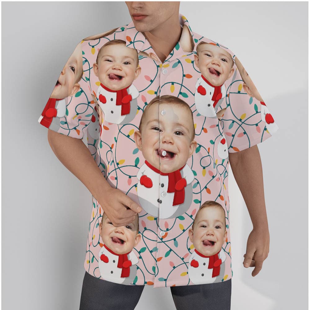 Cute Custom Face Baby Snowman Christmas Hawaiian Shirt