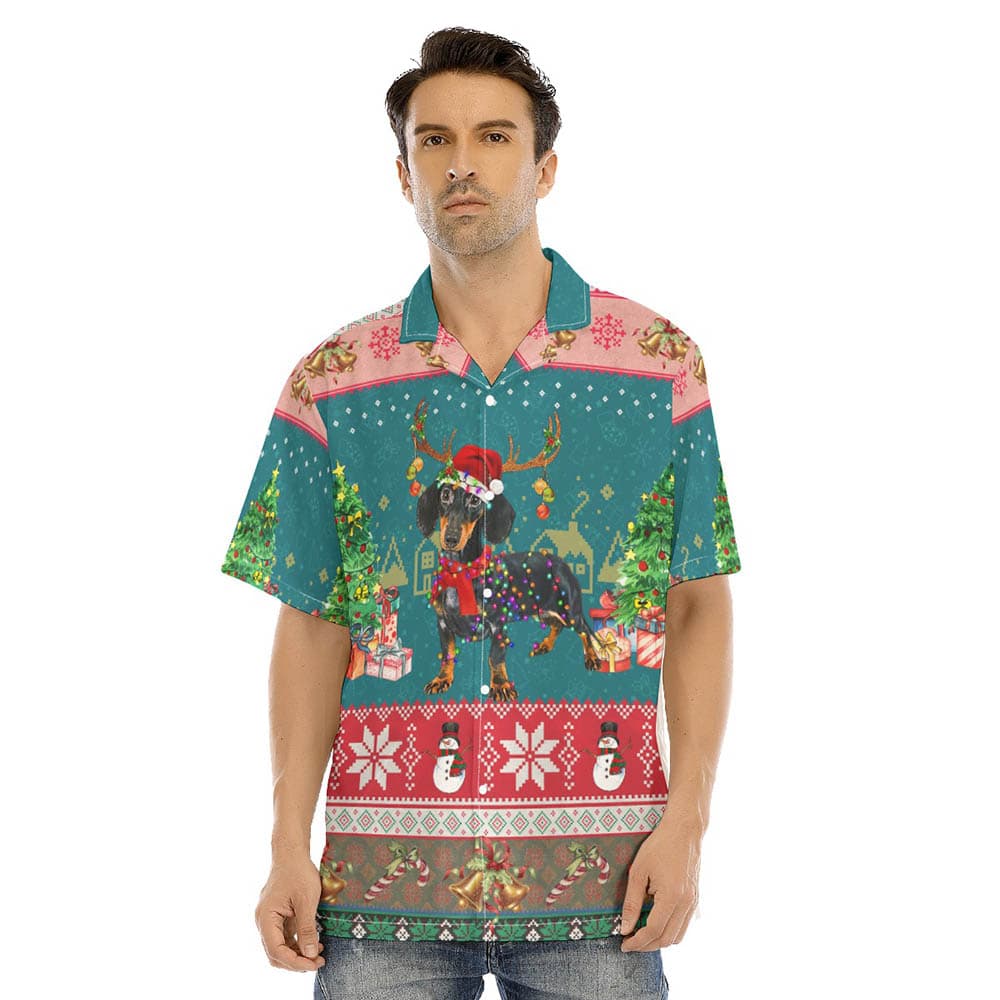 Cute Dachshund Christmas Men's Hawaiian Shirt