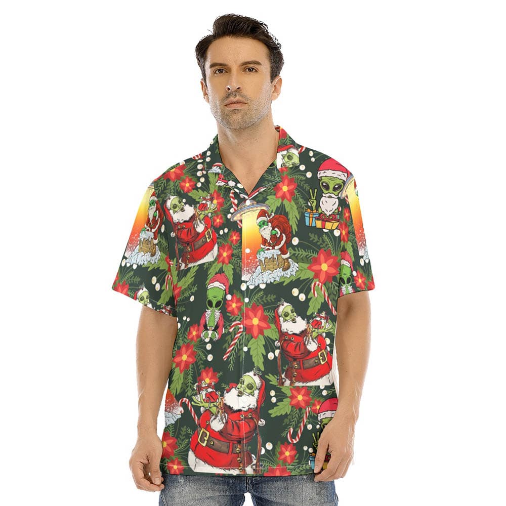Funny Christmas Santa Alien Hawaiian Shirt