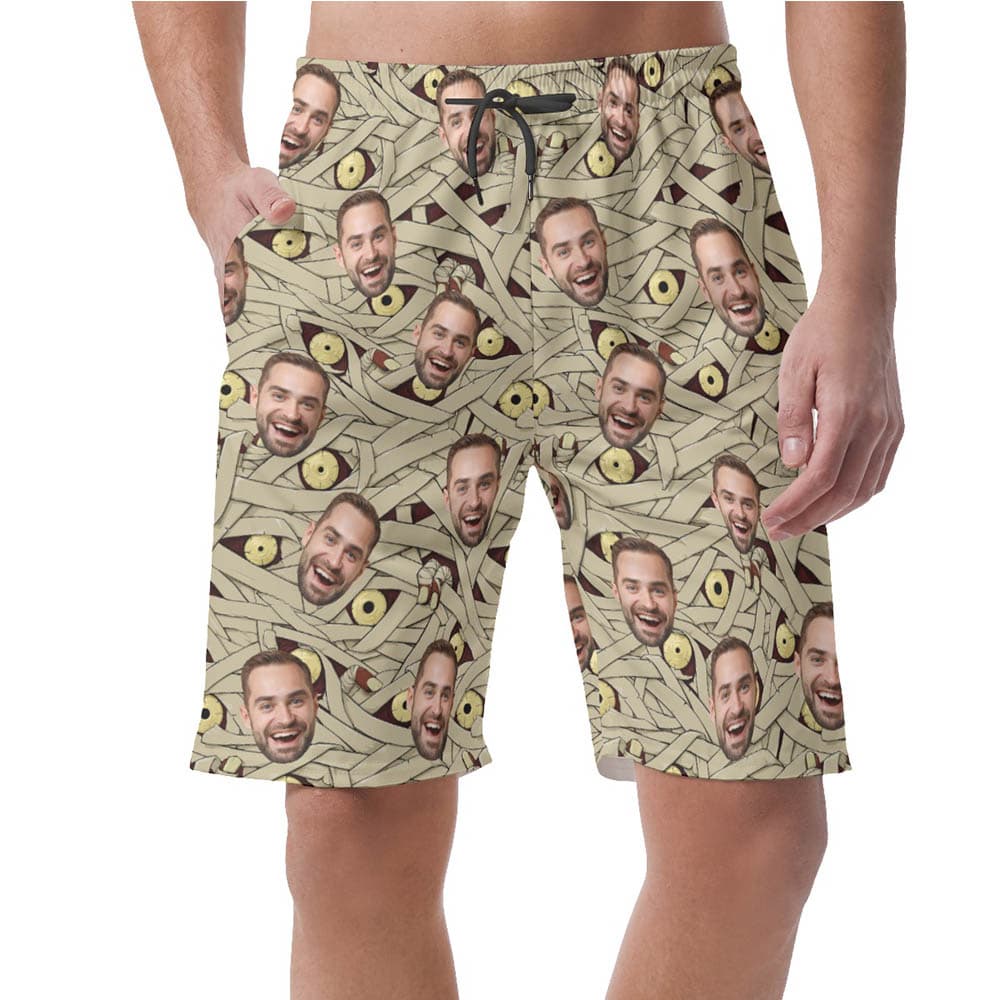 Funny Custom Face Mummy Costume Hawaiian Men's Shorts