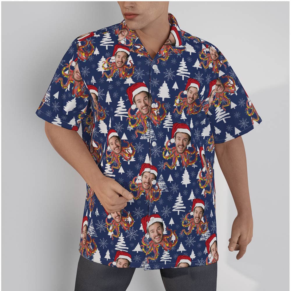 Funny Custom Face Octopus Christmas Hawaiian Shirt
