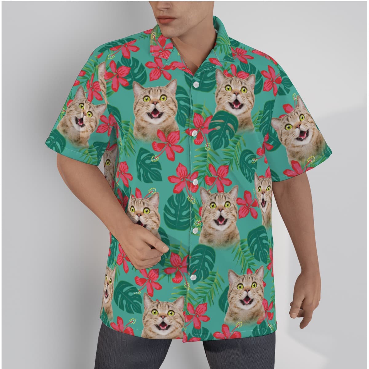 Funny Custom Hawaiian Shirt With Cat Face
