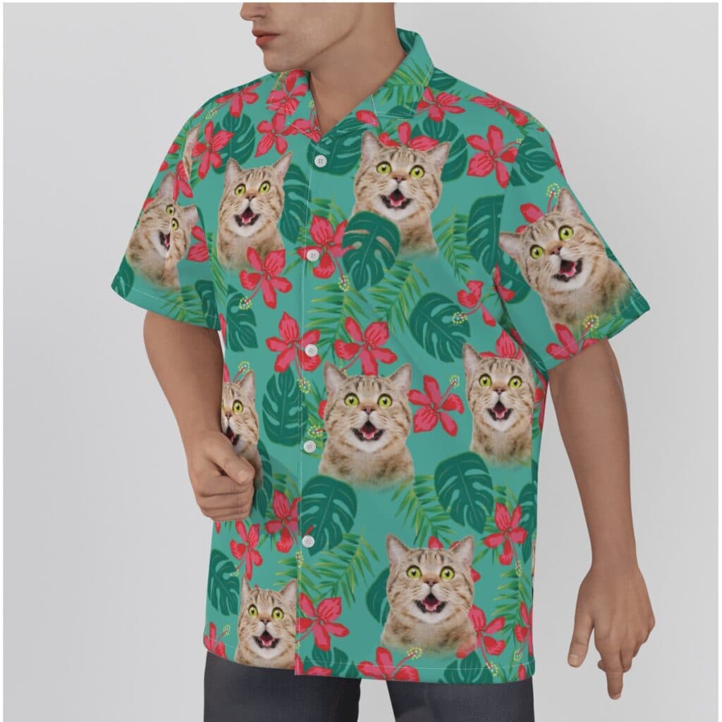 Funny Custom Hawaiian Shirt With Cat Face
