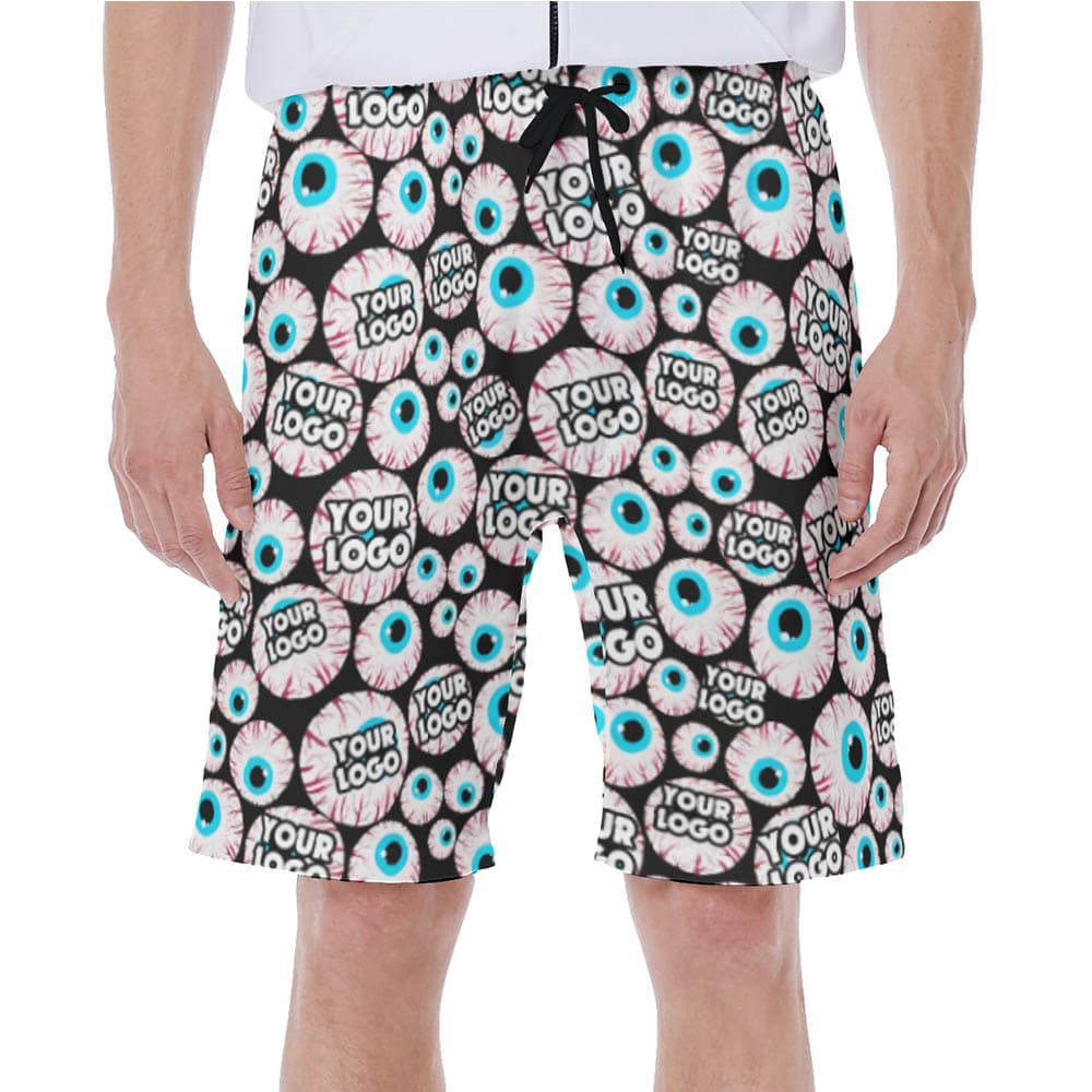 Funny Custom Logo Creepy Eyeballs Halloween Hawaiian Swim Trunks For Men