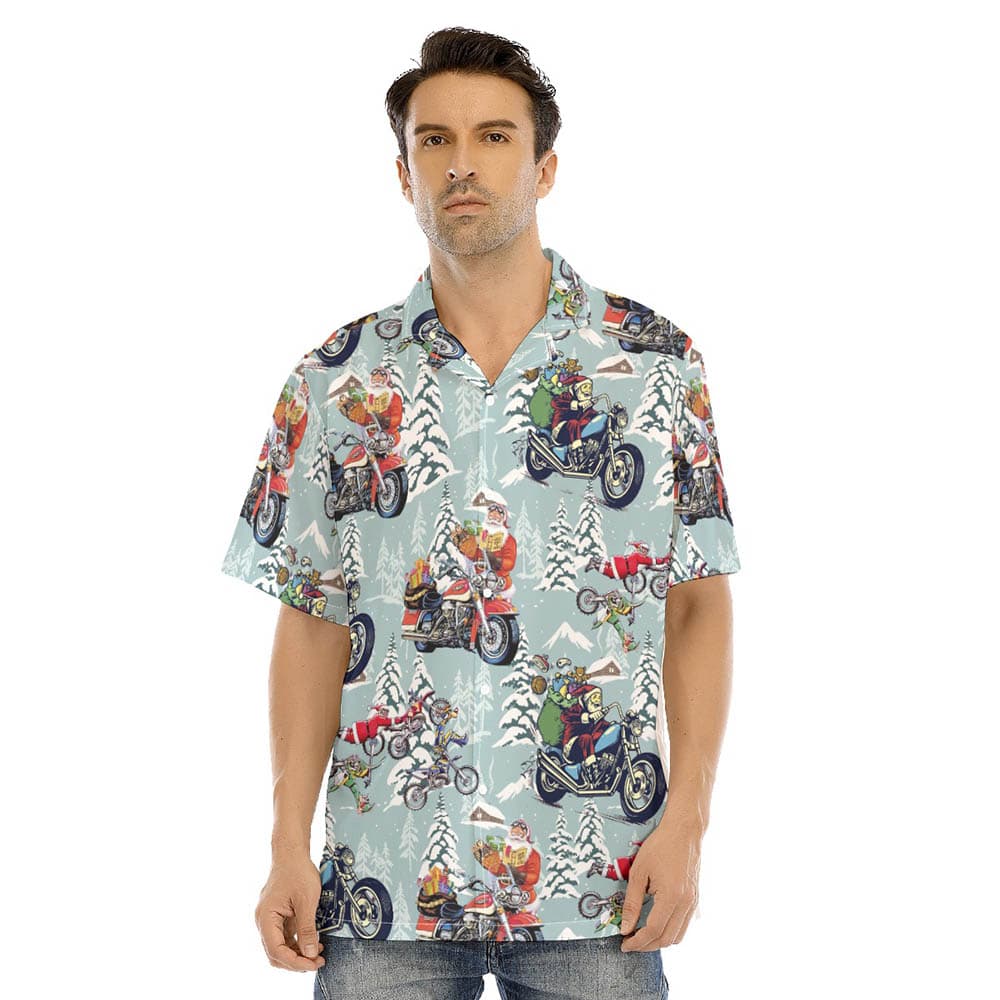 Funny Santa Claus Riding Motocycle Christmas Hawaiian Shirt