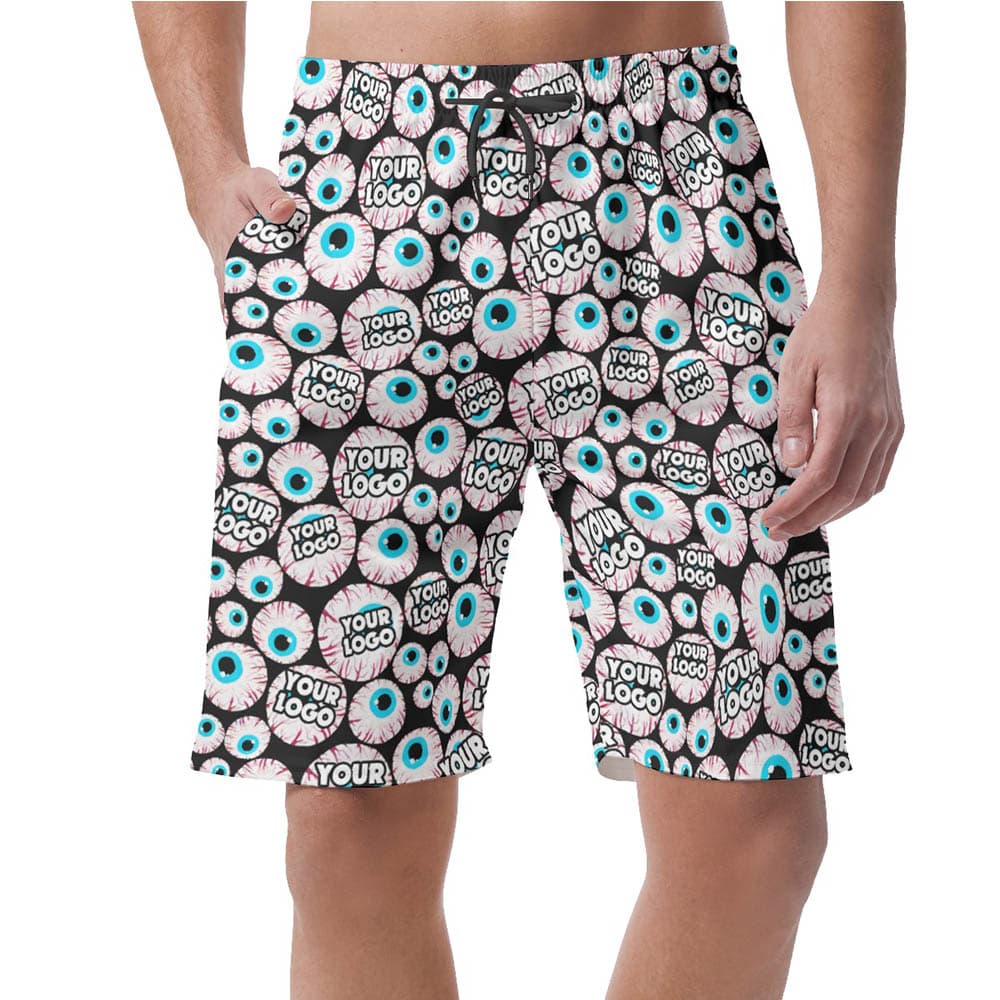 Halloween Creepy Eyeballs Hawaiian Beach Shorts With Custom Company Logo