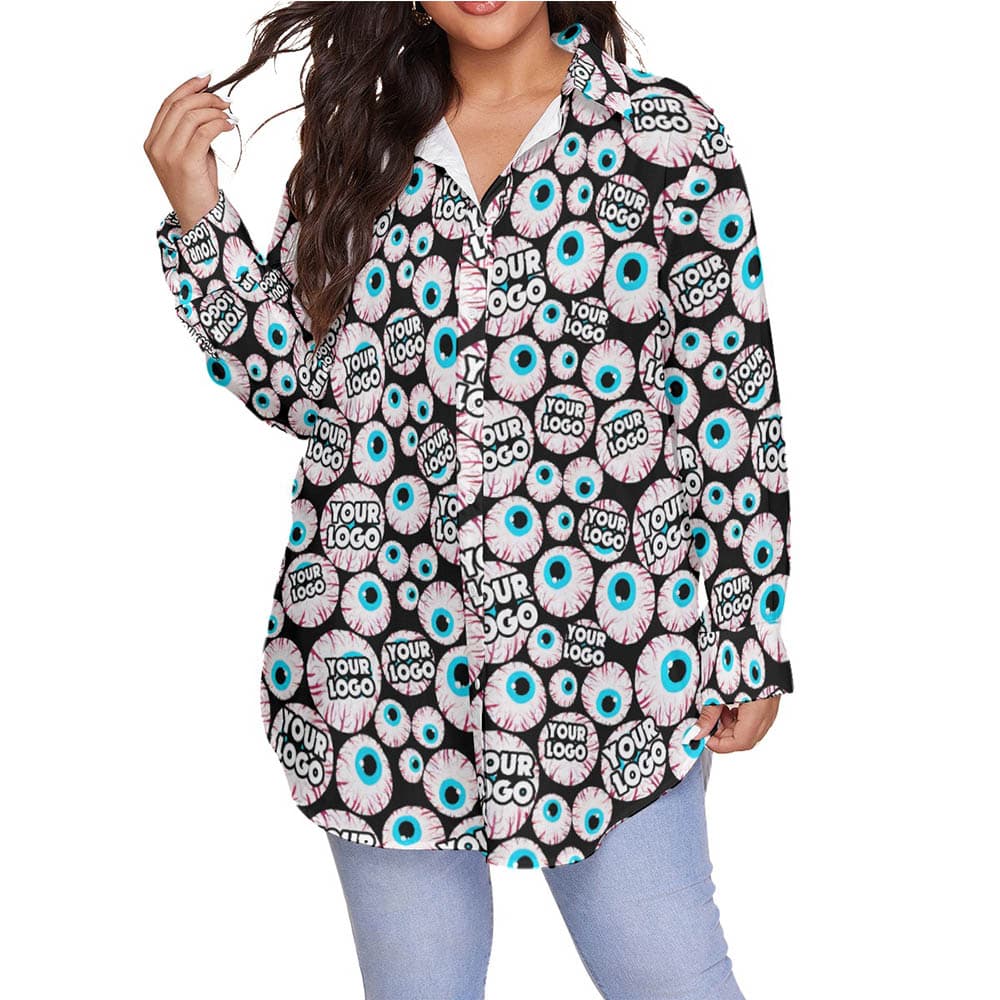 Halloween Creepy Eyeballs Hawaiian Plus Size Shirt With Custom Company Logo