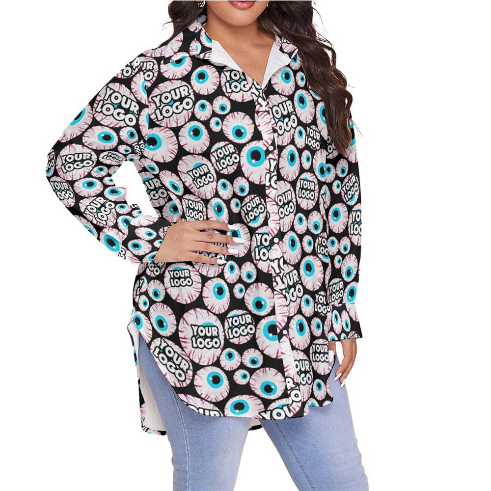Halloween Creepy Eyeballs Hawaiian Plus Size Shirt With Custom Company Logo