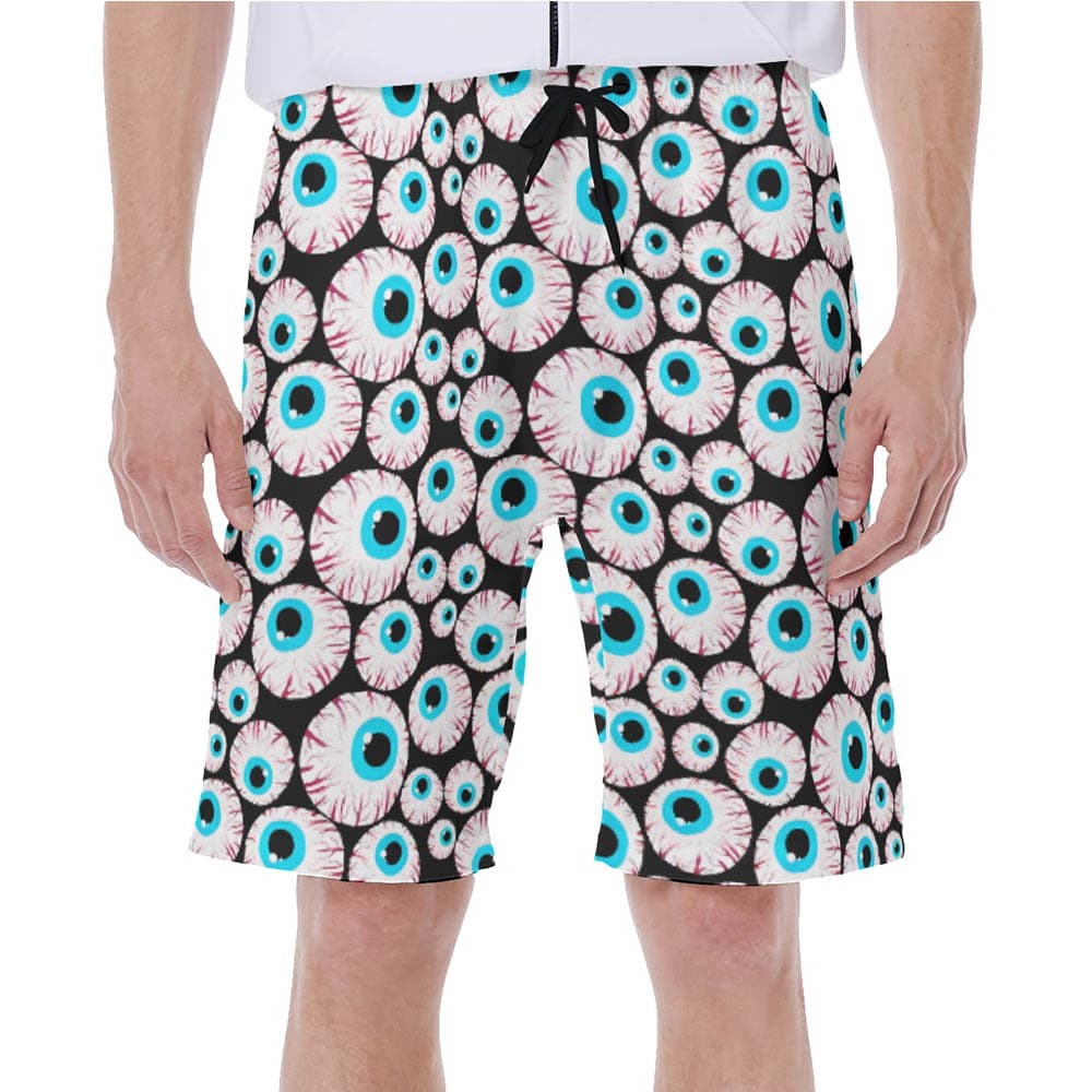 Halloween Creepy Eyeballs Hawaiian Swim Trunks For Men