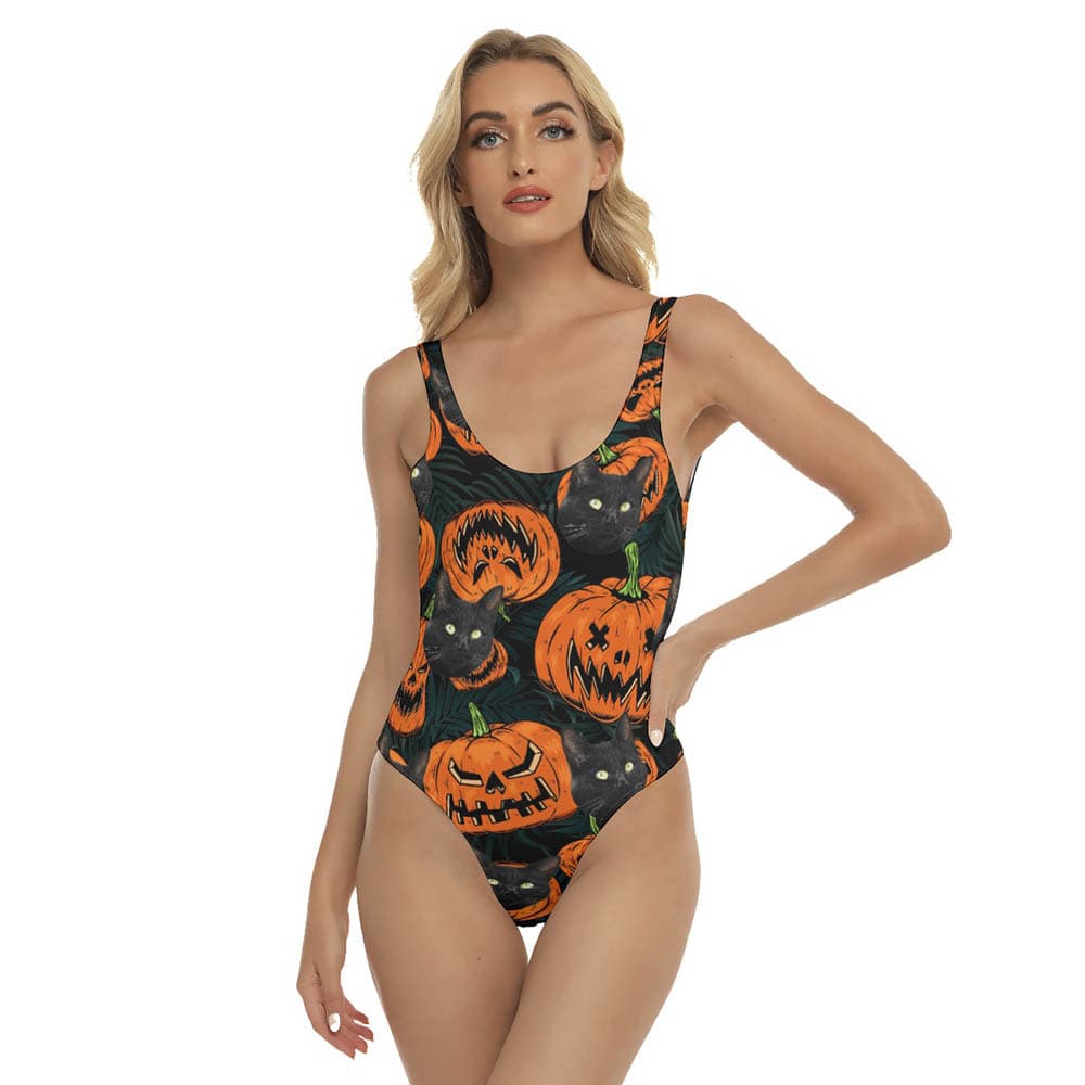 Halloween Hawaiian Swimsuit With Cat Face