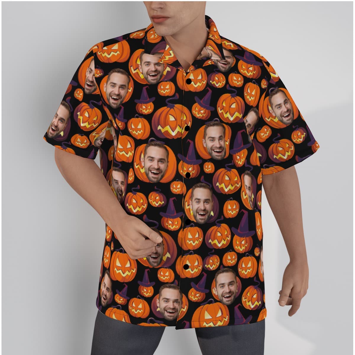 Halloween Pumpkin Custom Face Hawaiian Shirt