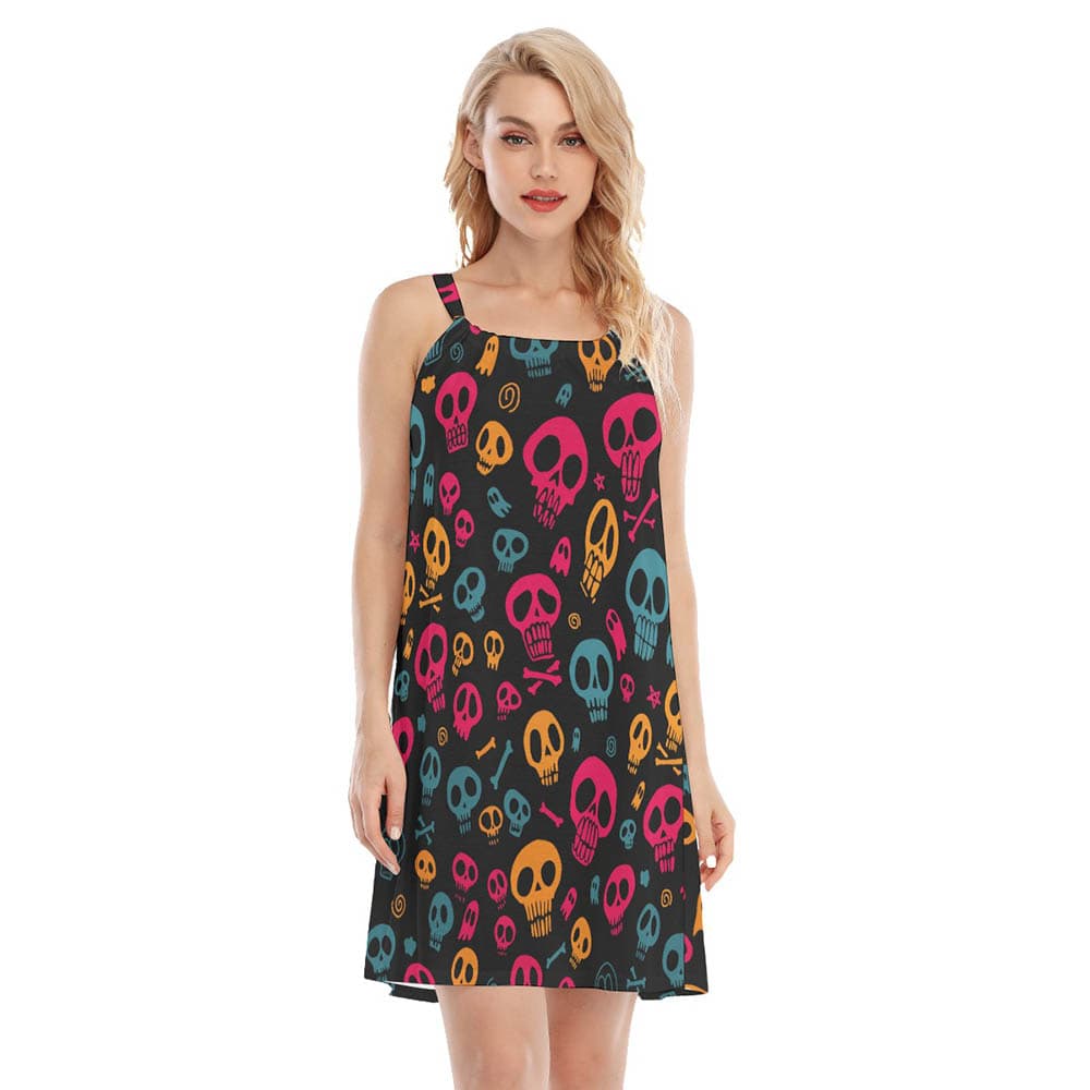Halloween Skull Aloha Cami Dresses For Women