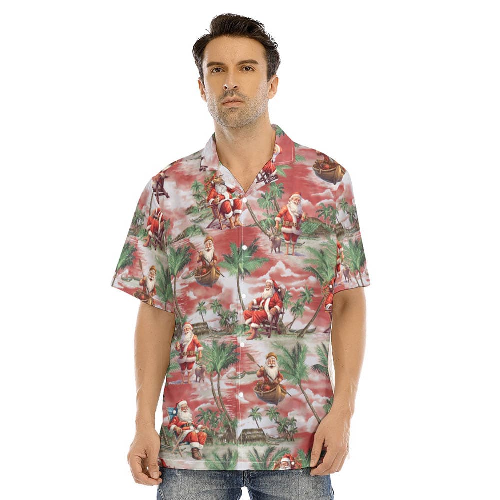 Santa Claus On The Beach Tropical Classic Men's Hawaiian Shirt