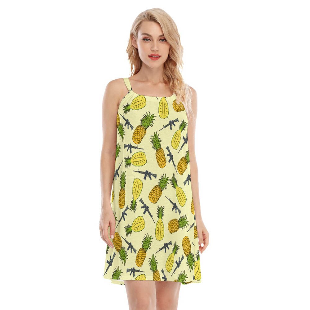 Tactical Gun Pineapple Yellow Aloha Cami Dresses For Women
