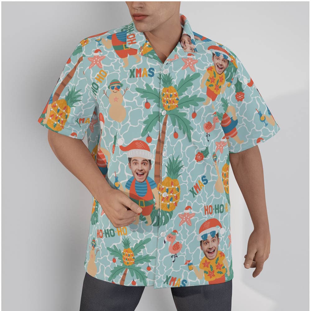 Tropical Custom Face Christmas Men's Hawaiian Shirt