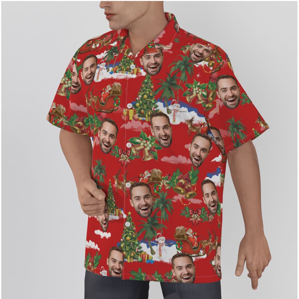 Christmas Santa Vintage Hawaiian Shirt With Custom Face
