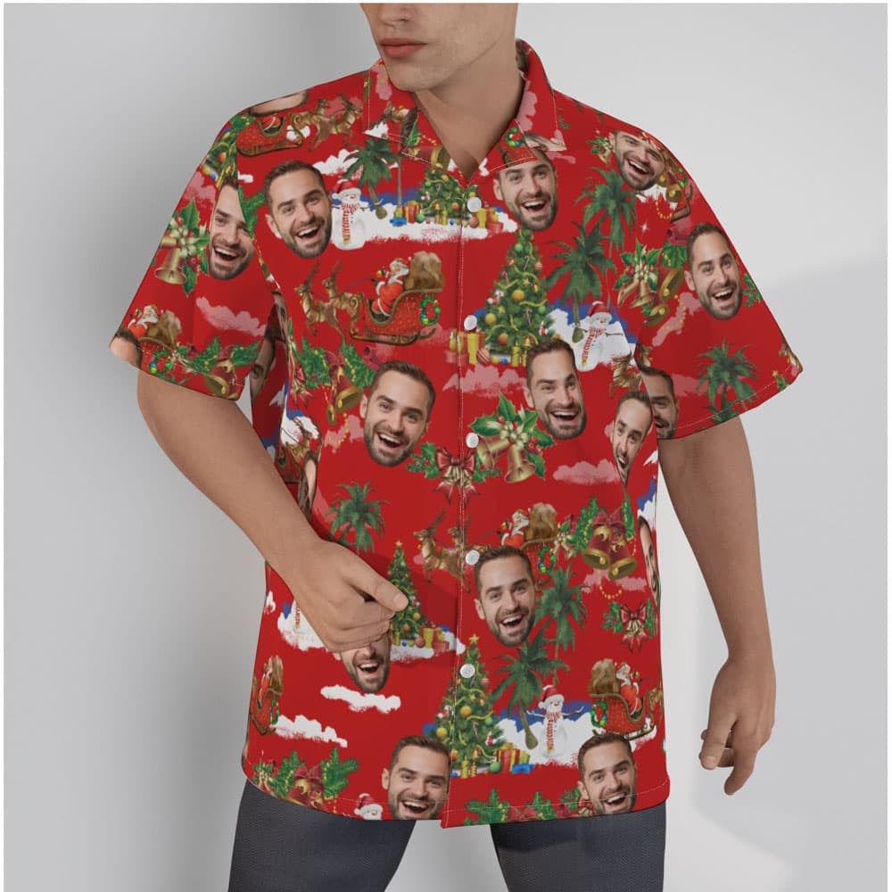 Christmas Santa Vintage Hawaiian Shirt With Custom Face