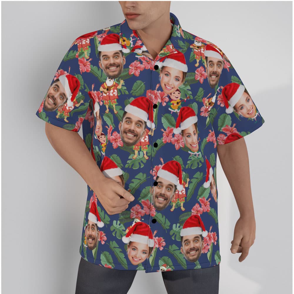 Classic Santa Ukulele Tropical Hawaiian Shirt With Custom Face
