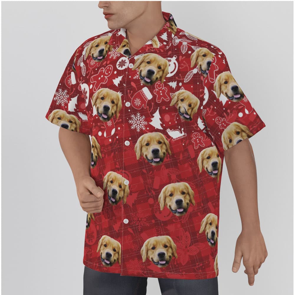 Custom Dog Face Christmas Ginger Bread Vintage Hawaiian Shirt