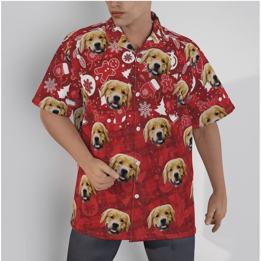 Custom Dog Face Christmas Ginger Bread Vintage Hawaiian Shirt