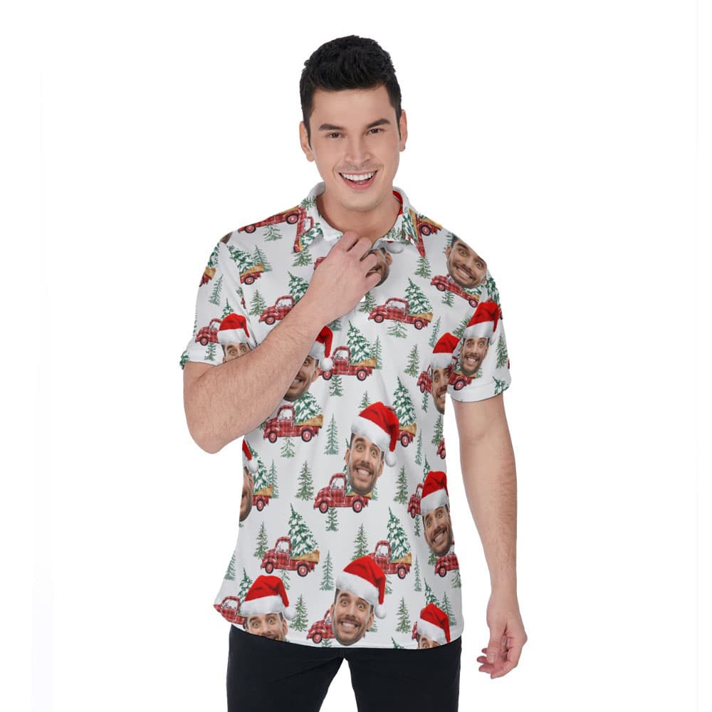 Custom Face Christmas Car Hawaiian Shirt