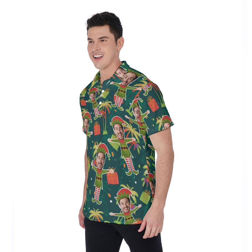 Custom Face Christmas Elf Hawaiian Polo Golf Shirt
