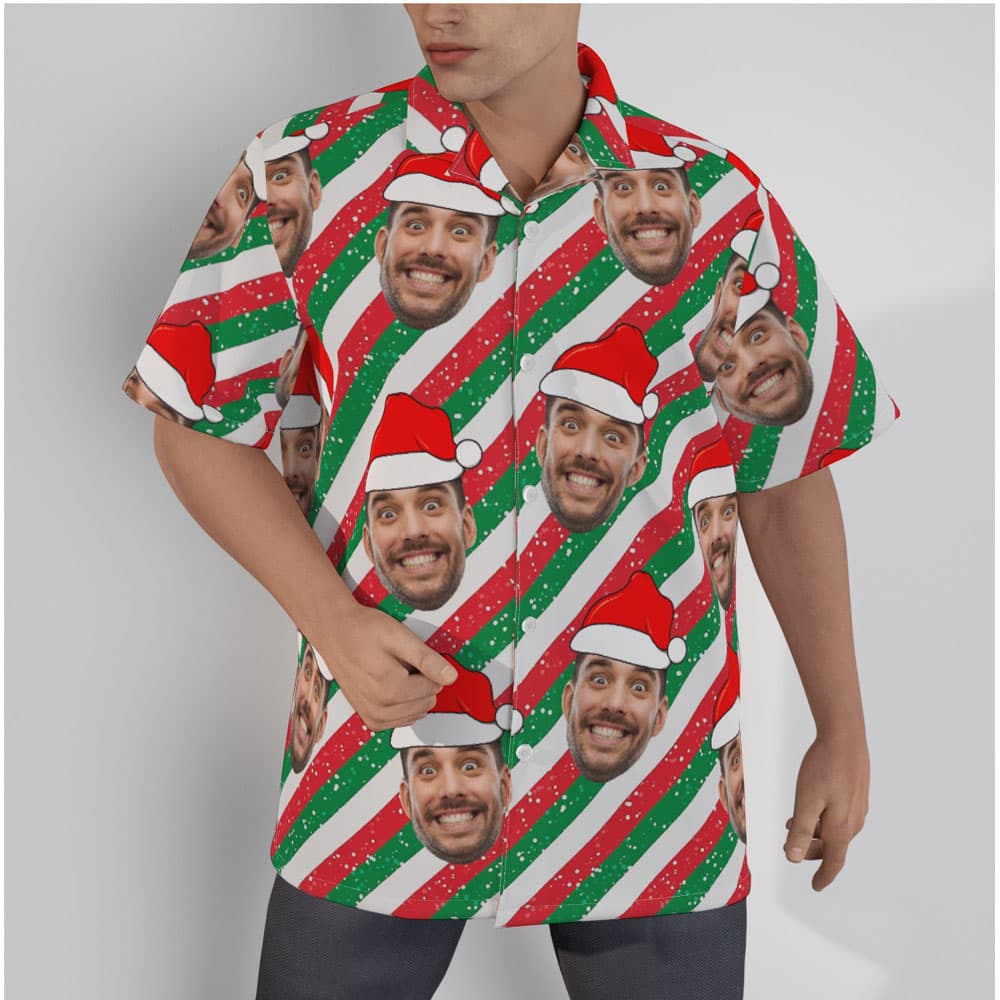 Custom Face Hawaiian Shirt With Christmas Party Theme