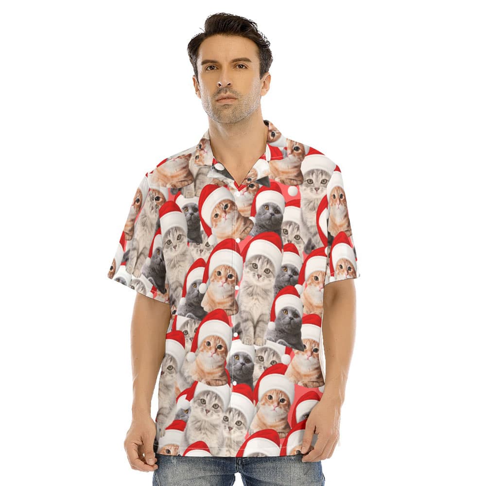 Funny Christmas Cat Men's Hawaiian Shirt