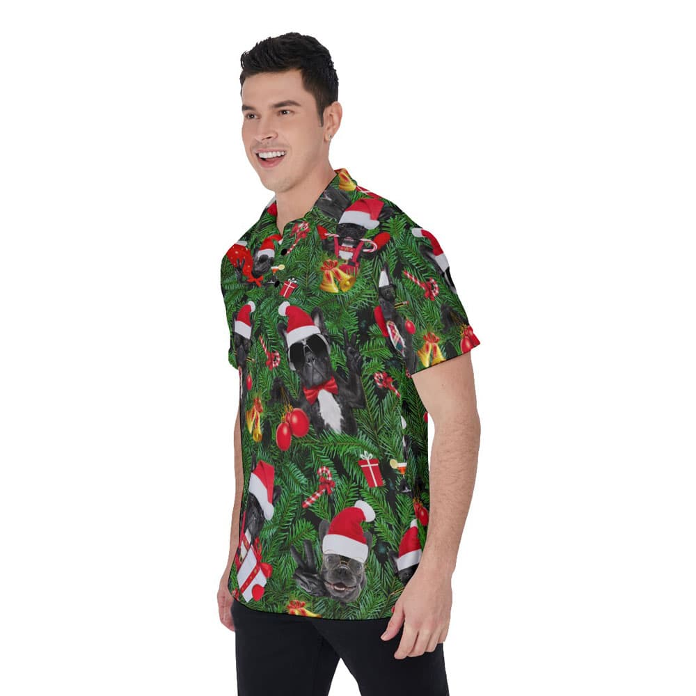 Funny Christmas Pug Hawaiian Polo Shirt