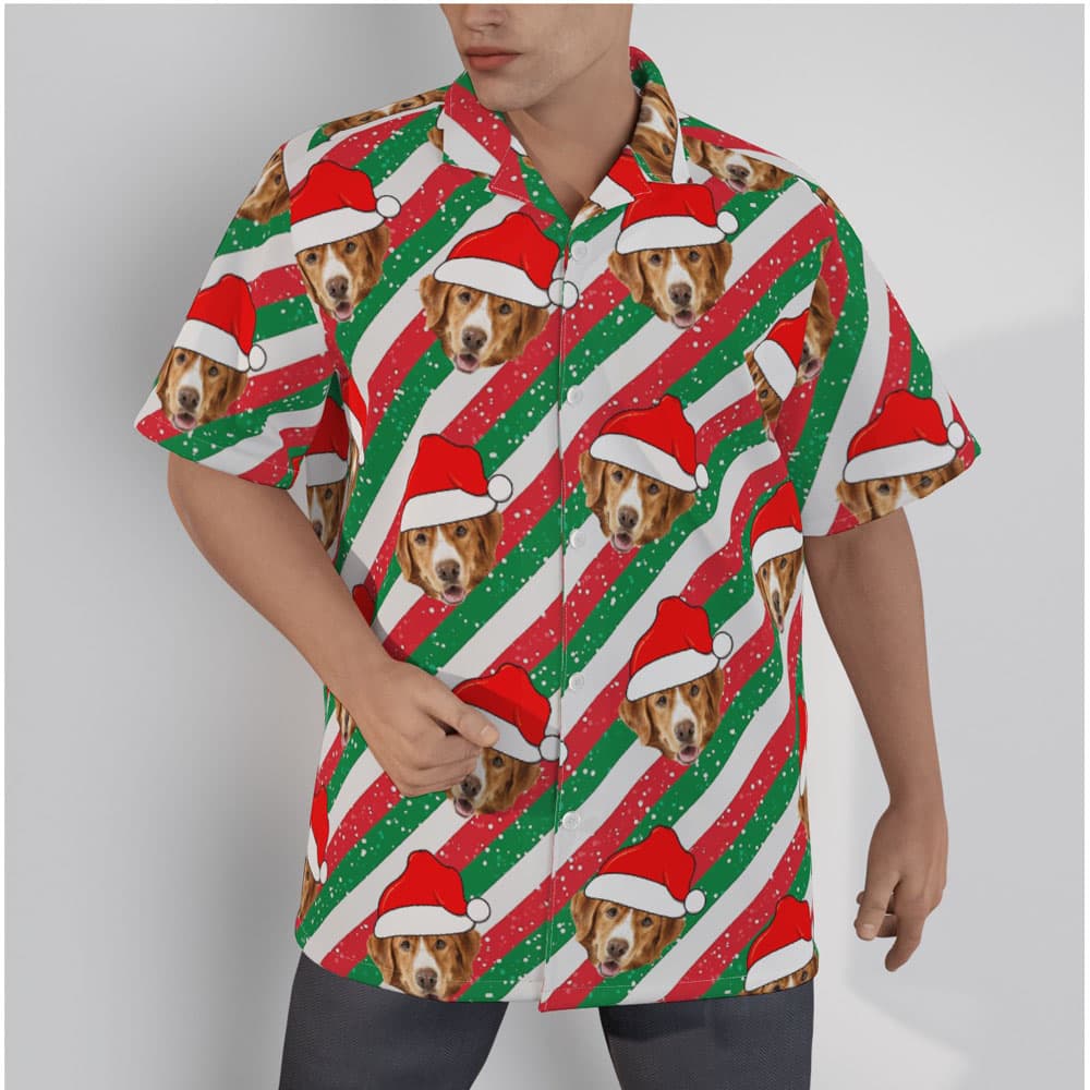 Funny Custom Dog Face Xmas Party Hawaiian Shirt