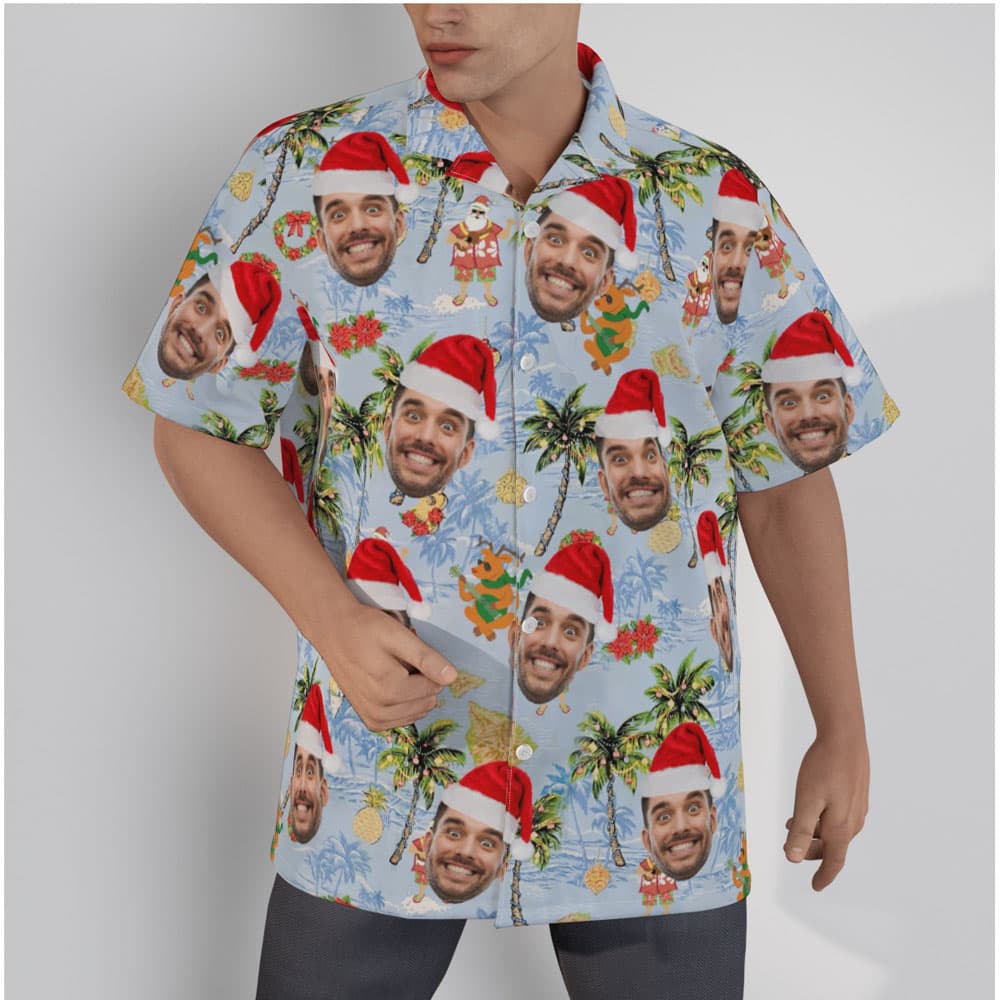 Funny Custom Face Christmas In July Hawaiian Shirt