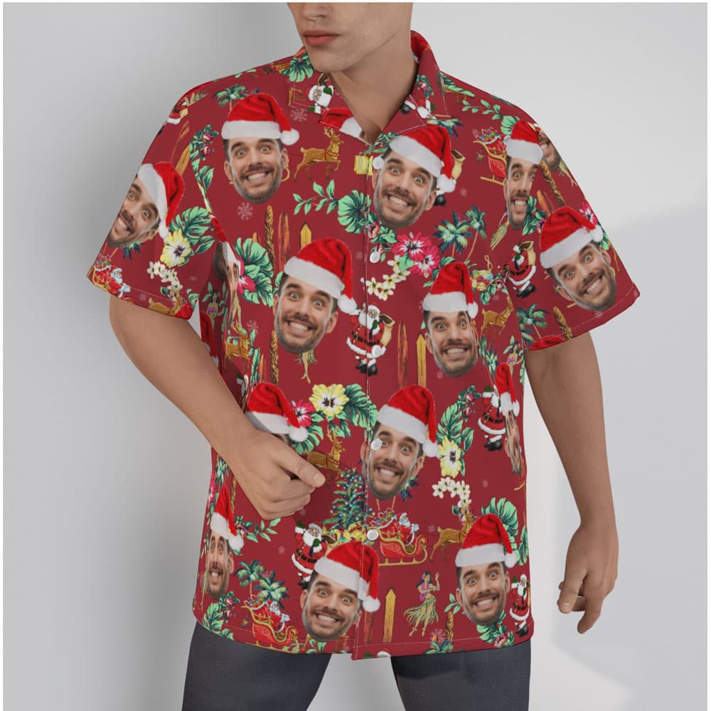 Funny Custom Face Vintage Christmas Aloha Shirt