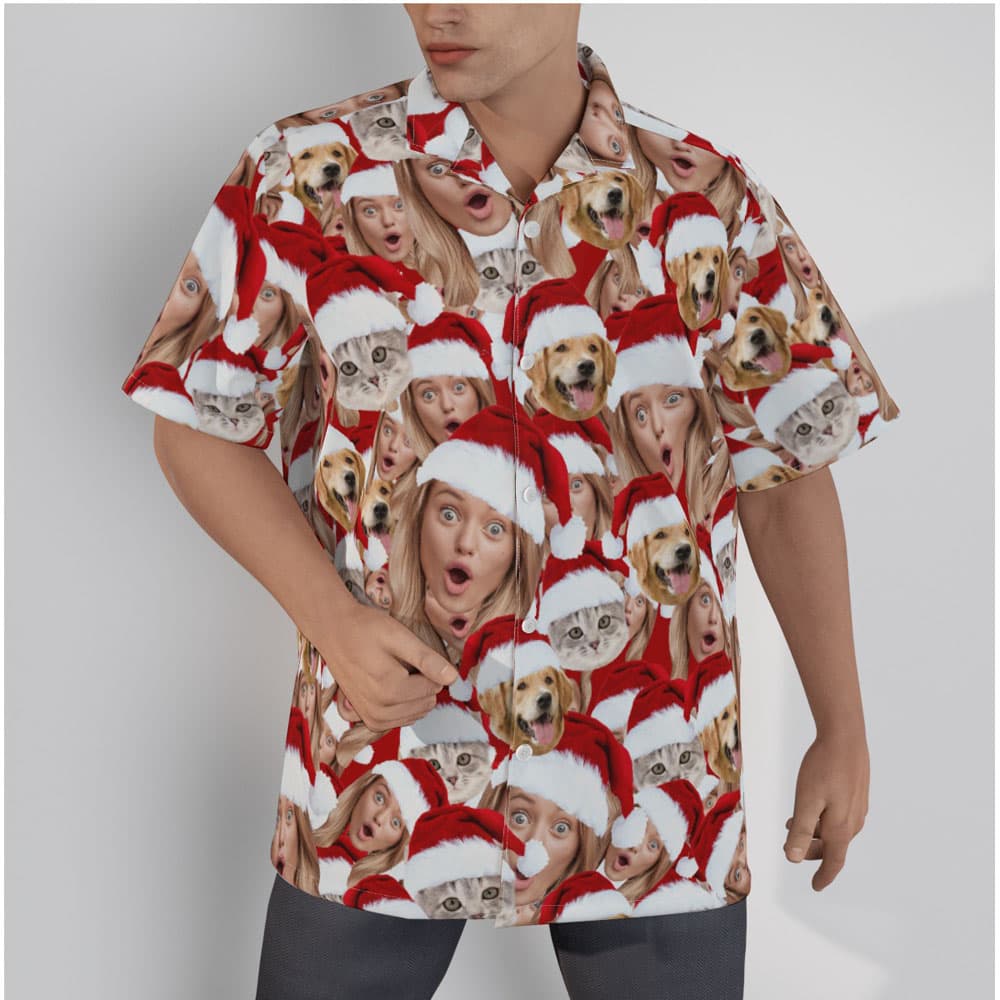 Funny Custom Multiple Faces Christmas Hawaiian Shirt