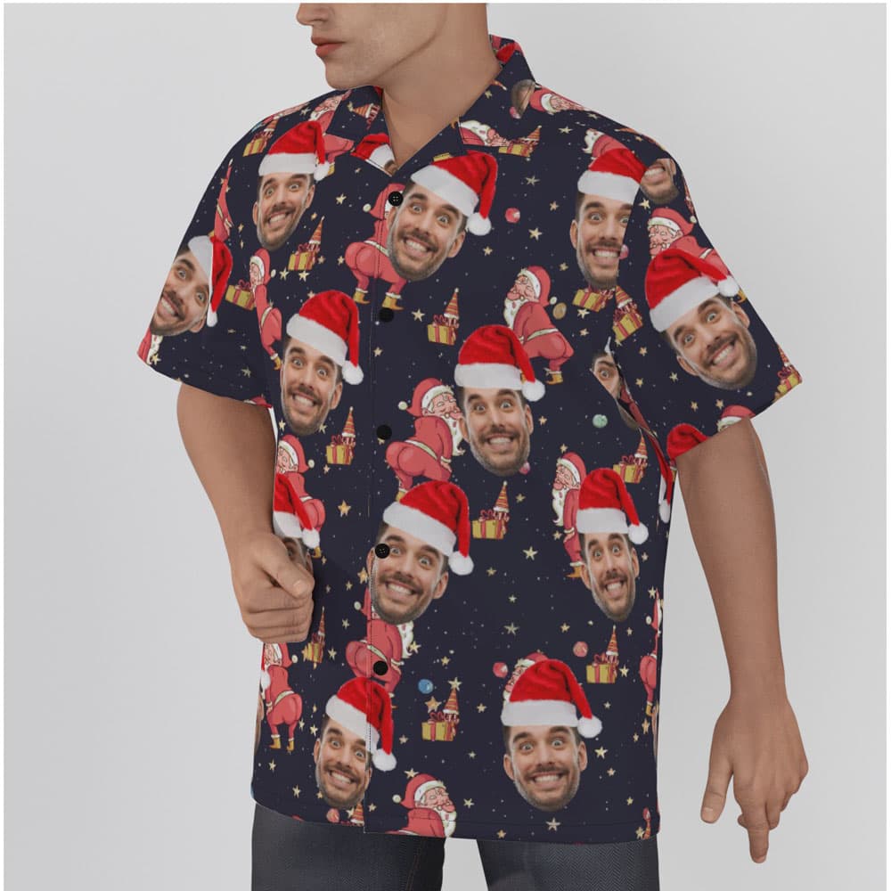 Funny Naughty Santa Custom Face Christmas Hawaiian Shirt
