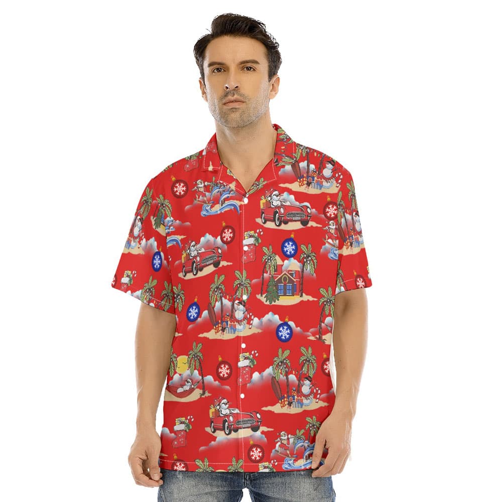 Funny Snowman On Beach Vintage Hawaiian Christmas Shirt