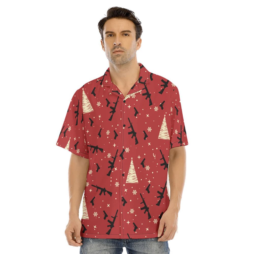Tactical Gun Christmas Red Hawaiian Shirt
