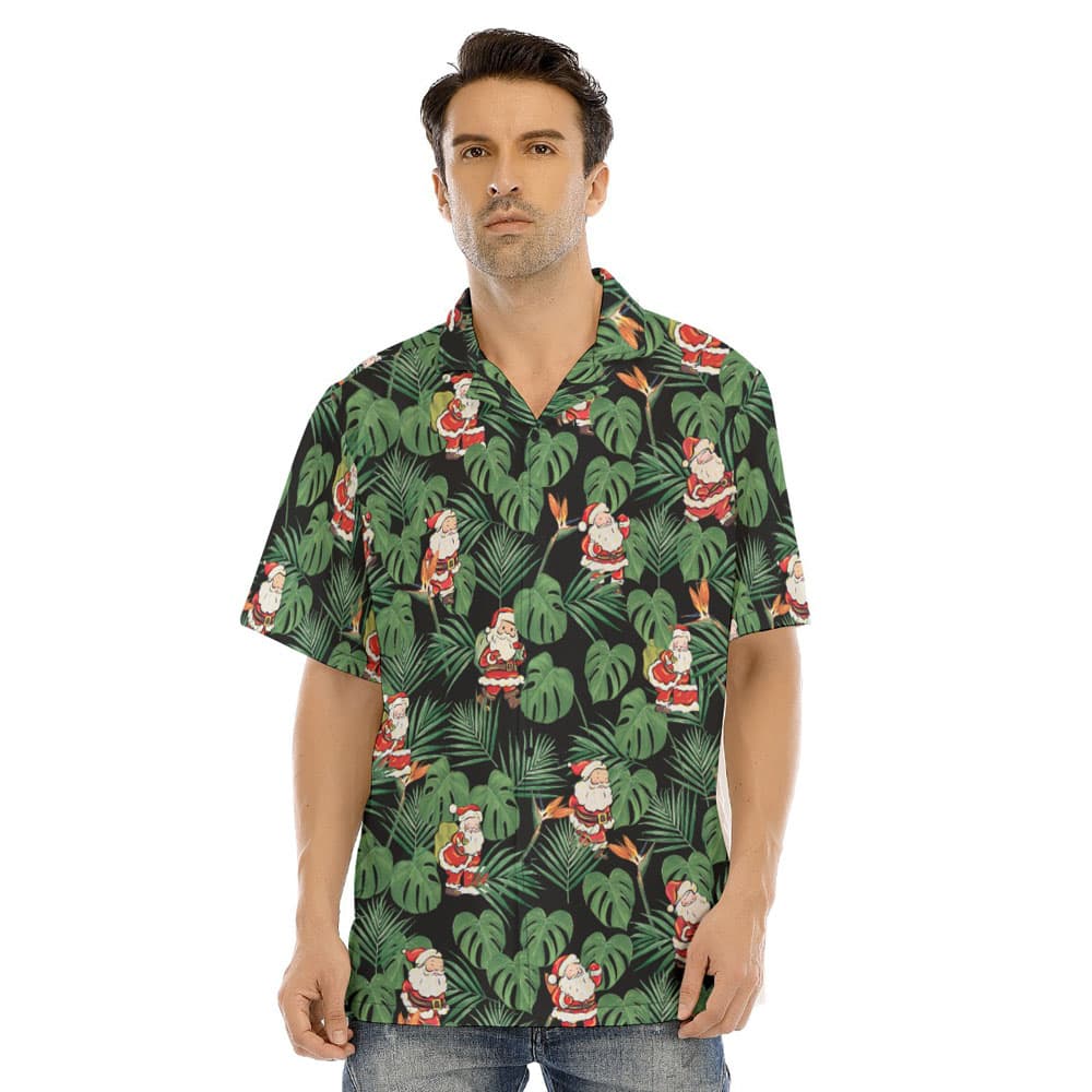 Tropical Christmas Santa Claus Men's Hawaiian Shirt