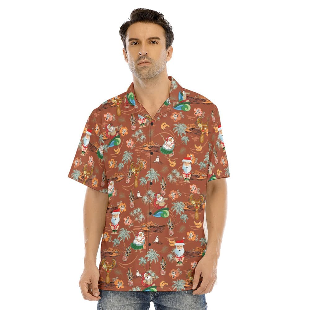 Aloha Santa Claus Tropical Vintage Style Christmas Hawaiian Shirt