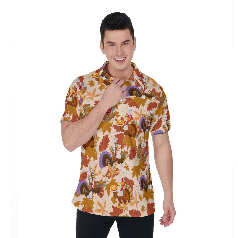 Chef Turkey Thanksgiving Hawaiian Polo Shirt