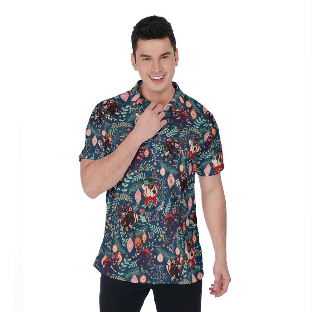 Christmas Krampus Hawaiian Polo Men's Shirt