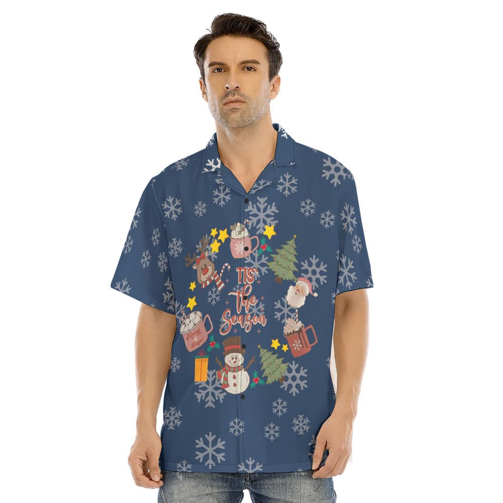 Christmas Santa Claus Tis The Season Navy Hawaiian Shirt