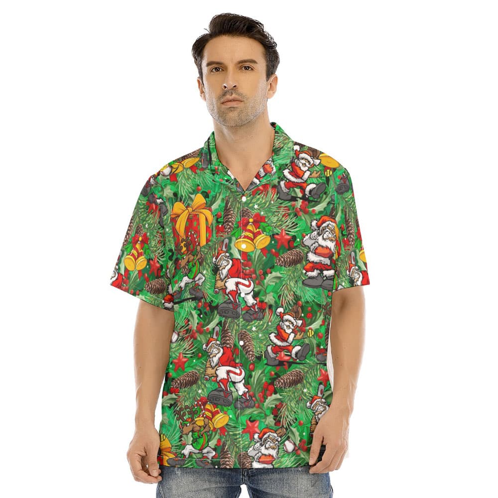 Christmas Santa Playing Baseball Tropical Hawaiian Shirt