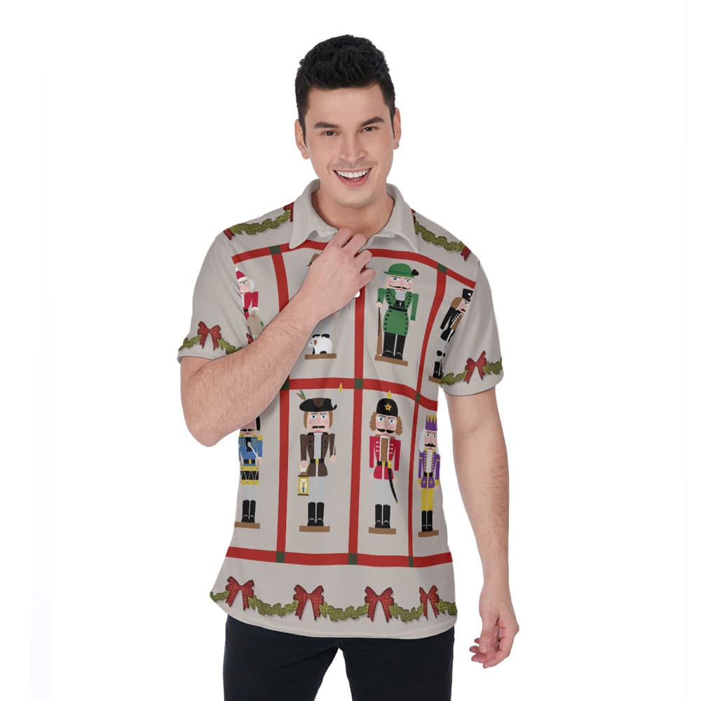 Funny Christmas Nutcracker Hawaiian Polo Golf Shirt For Men (4)