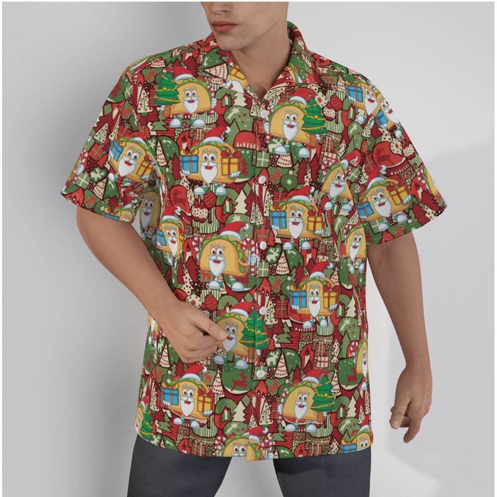 Funny Christmas Taco Hawaiian Red Shirt For Men