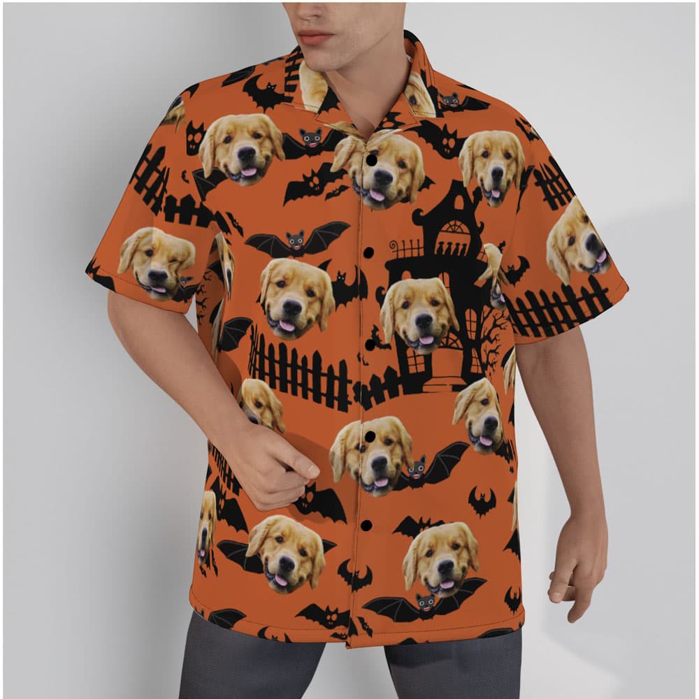 Funny Custom Dog Face Horror Halloween Hawaiian Shirt