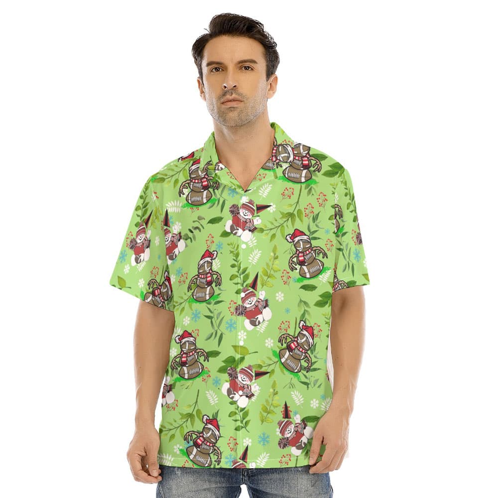 Funny Football Snowman Tropical Christmas Hawaiian Shirt