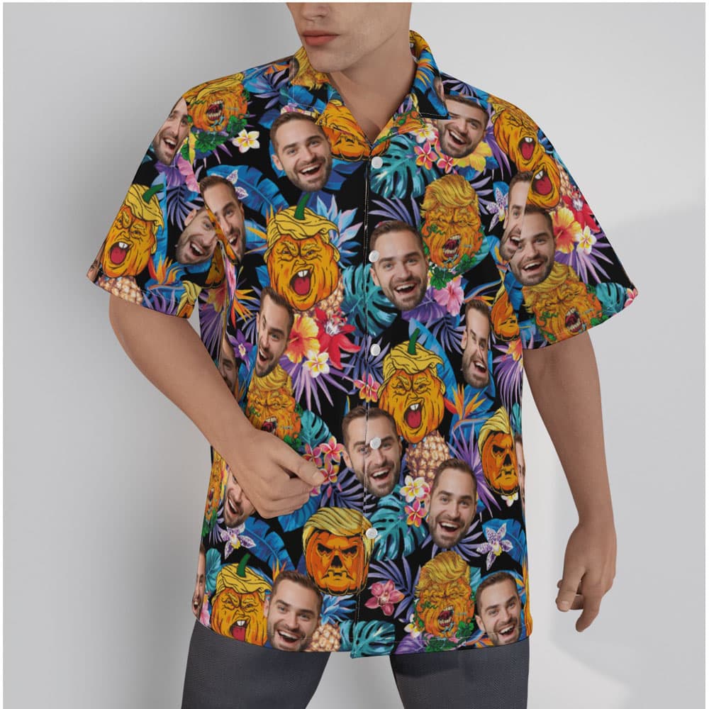 Funny Trumpkin Custom Face Halloween Hawaiian Shirt
