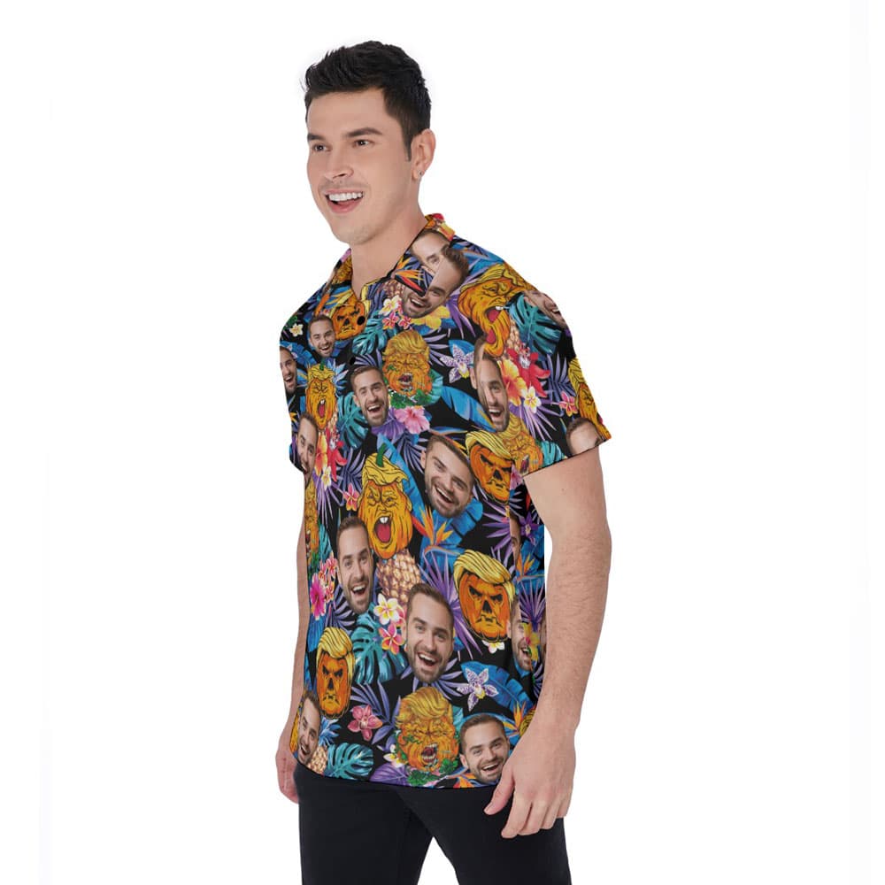 Halloween Trumpkin Custom Face Hawaiian Polo Shirt