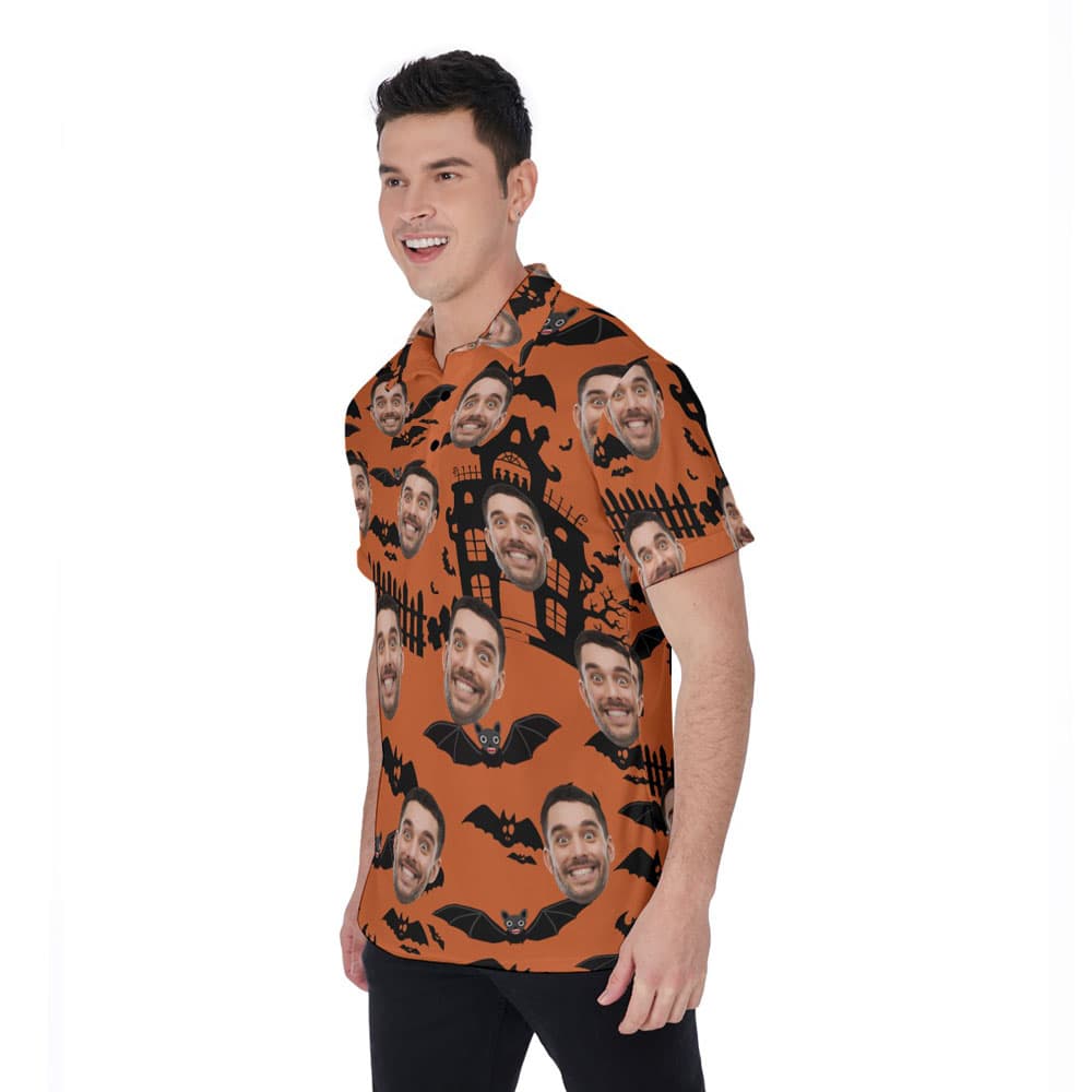Horror Halloween Hawaiian Polo Shirt With Custom Face