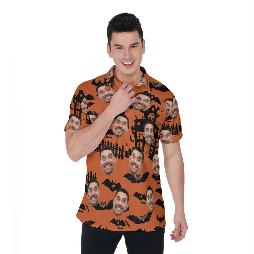Horror Halloween Hawaiian Polo Shirt With Custom Face